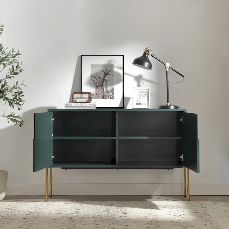 Green Cupboard Console Table with Storage, Sideboard Buffet Table for Living Room & Kitchen - 48.4 inch