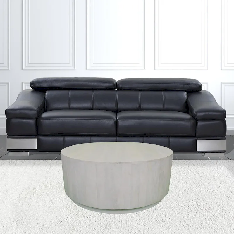 HomeRoots42 Rustic White Solid Wood Round Distressed Coffee Table - 42