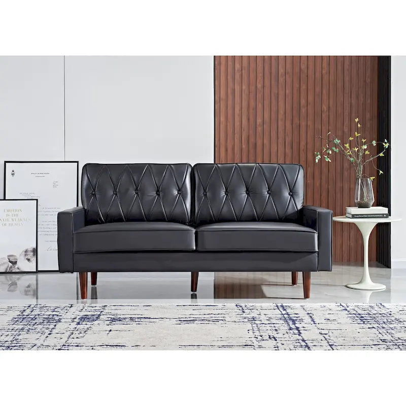 Faux Leather Cushion Back Sofa