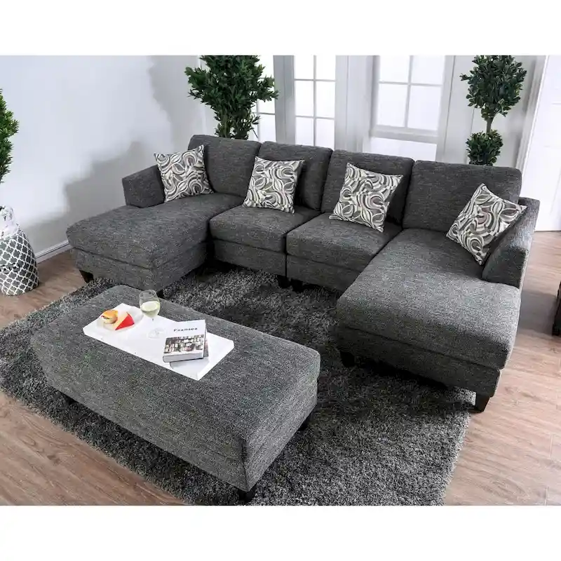 Lauf Modern Grey Fabric 4-piece Modular Sectional by Furniture of America