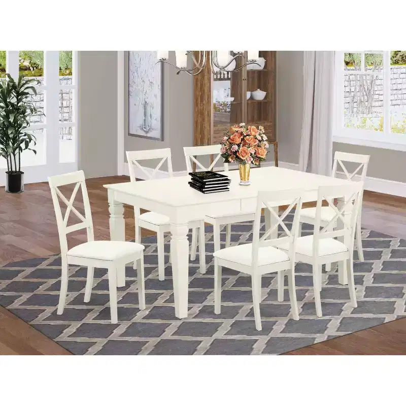 Lakeside Dining Set 7Pc Table with 6 Faux Leather Chairs - Patio Outdoor Furniture