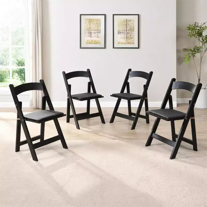 4 Pack Folding Chair, Padded Foldable Chair with Wood Frame, Padded Cushion, Space Saving Upholstered Folding Chair for Kitchen