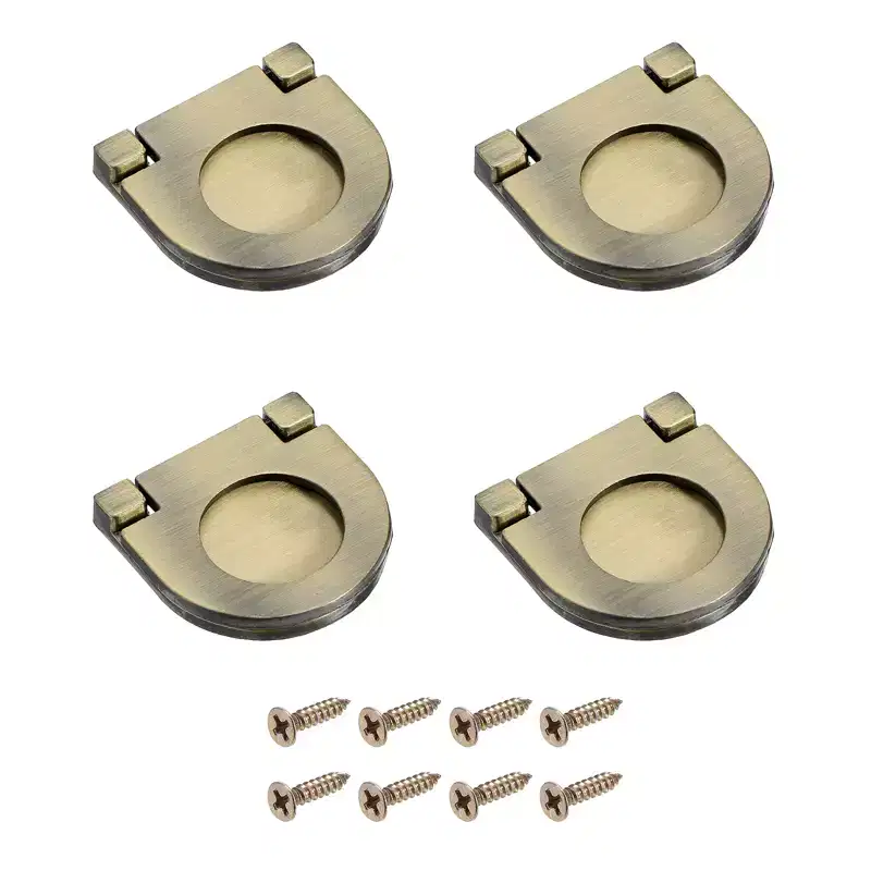 Unique Bargains Zinc Alloy Modern Hidden Recessed Furniture Grip Flush Cabinet Pulls 4 Pcs