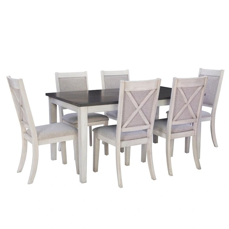 McKee 7-piece White Farmhouse Dining Set