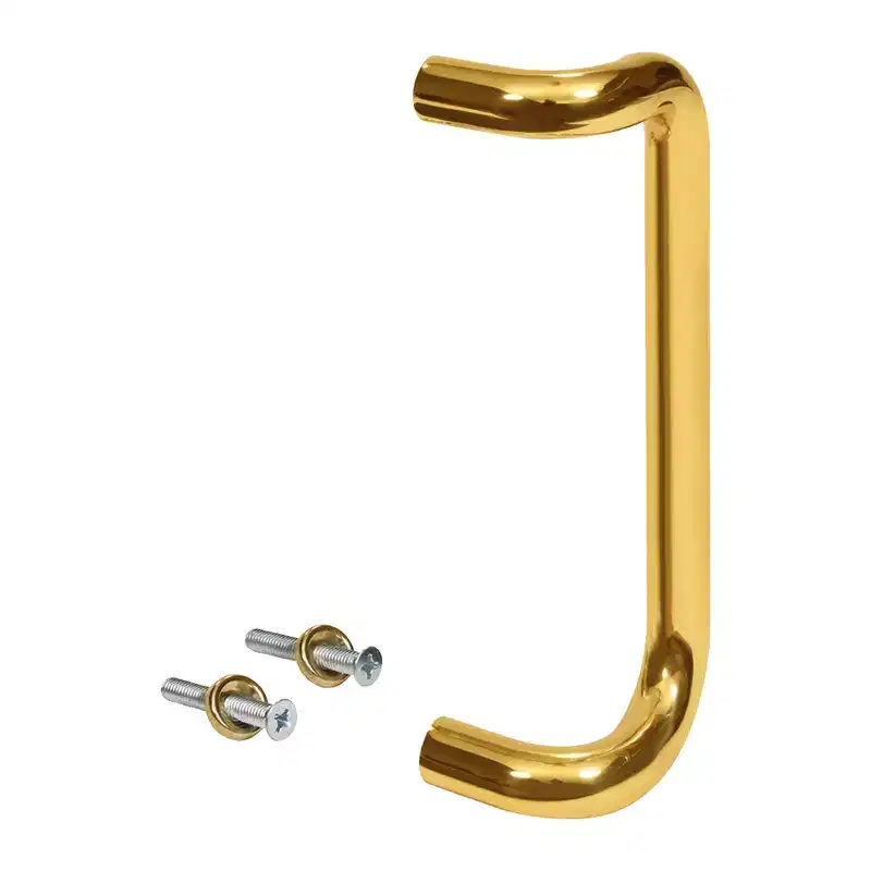Brixwell 1SPL010BR Solid Offset Pull Handle, 10 Mounting Center To Center, Aluminum Material, Polished Brass Finish