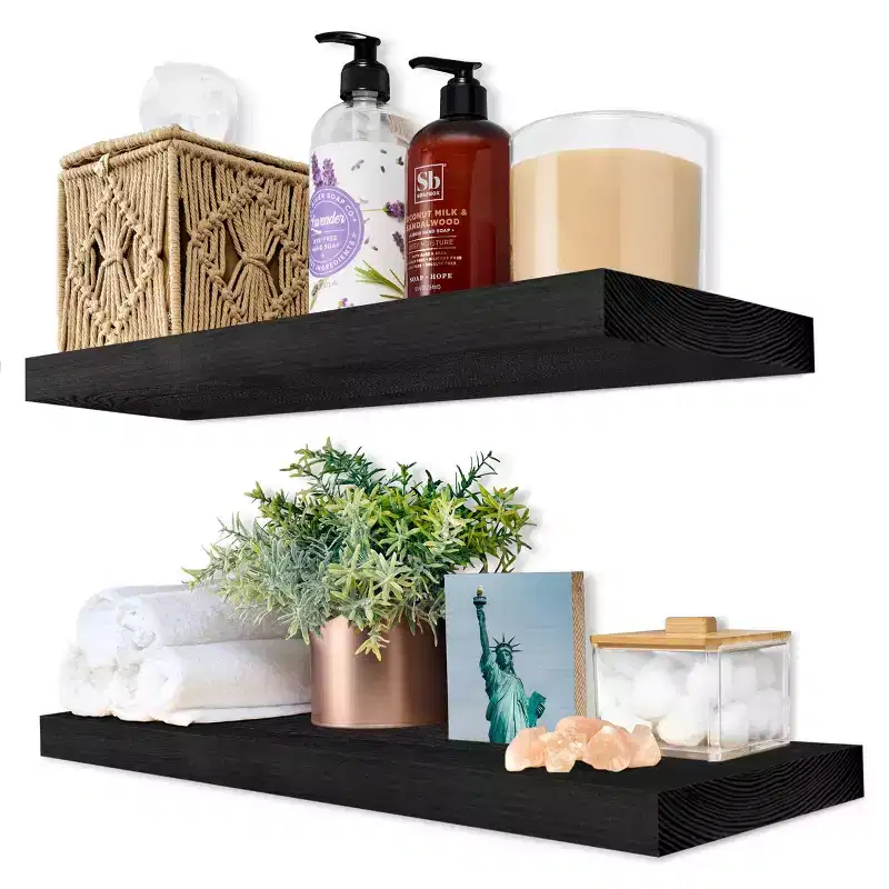 Sorbus 2 Pack 16 Solid Wood Floating Shelves - for Bathroom Decor, Books, Bedroom & Living Room