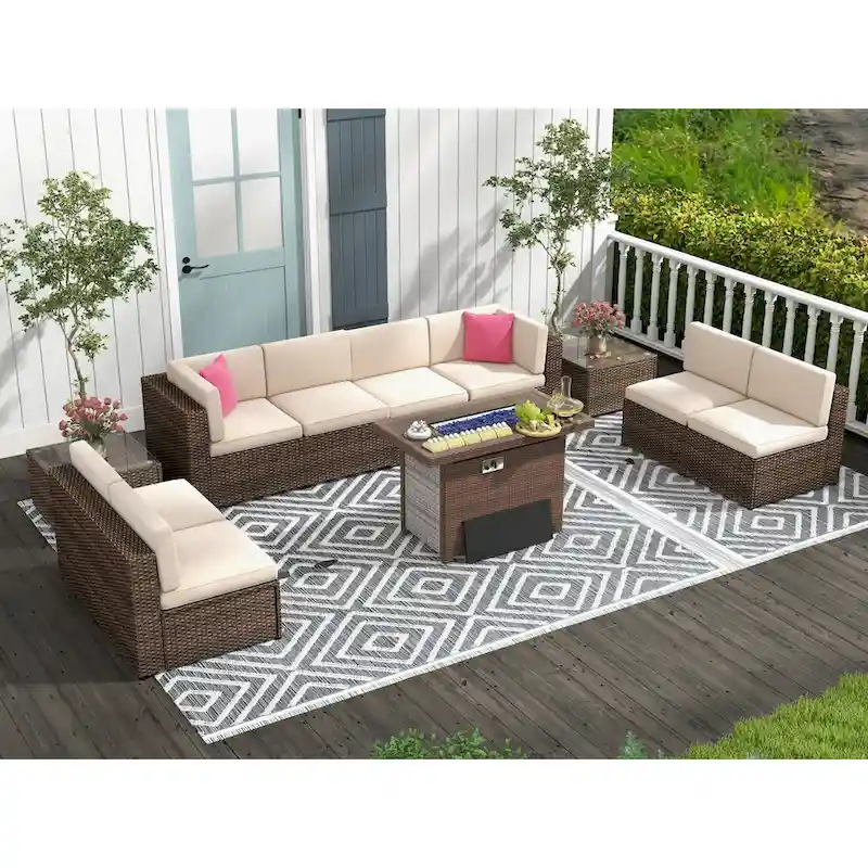 11 PCS Patio Furniture Set, Outdoor Sectional Sofa Sets
