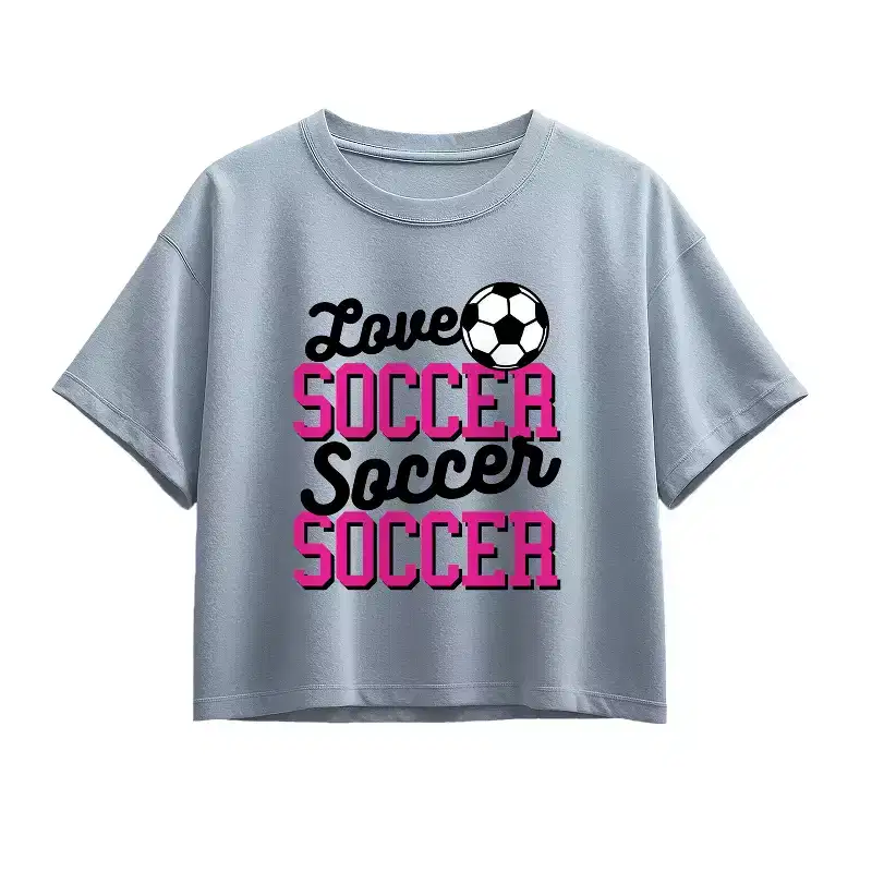 Girls' - Instant Message - Love Soccer Soccer Short Sleeve Boxy Graphic T-Shirt