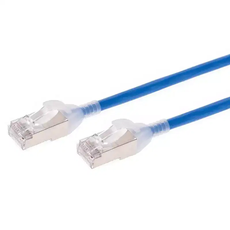 Monoprice Cat6A Ethernet Patch Cable - 2 Feet - Blue | Snagless, Double Shielded, Component Level, CM, 30AWG - SlimRun Series