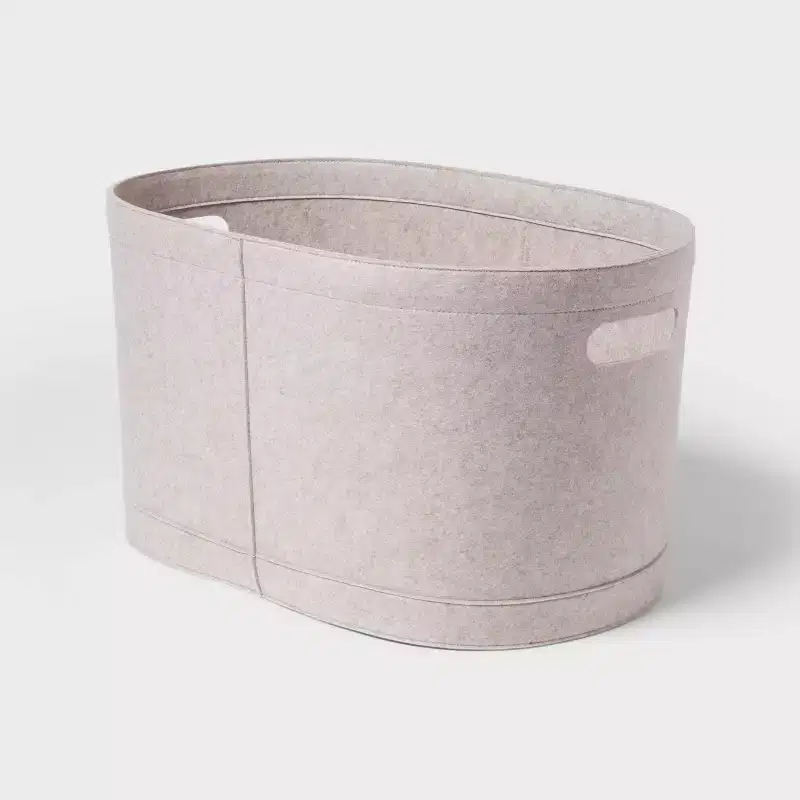 1.5bu Felt Laundry Basket Oatmeal - Brightroom™: Heavy Duty Clothes Basket with Handles, Polyester, 3570 Volume