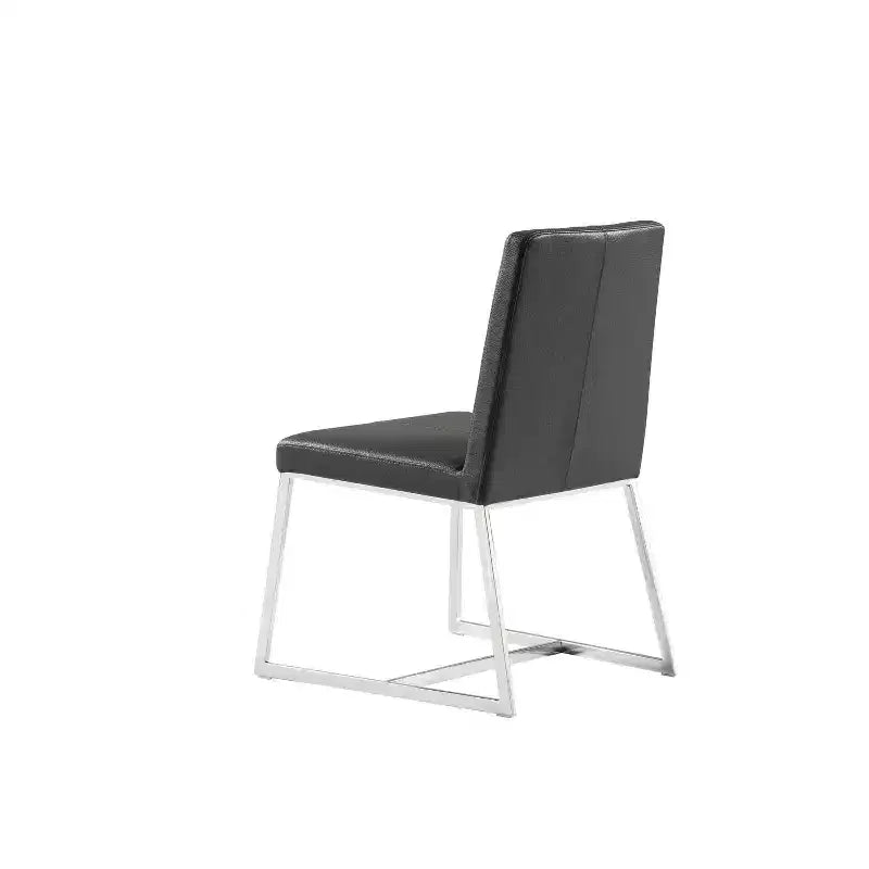 35 White Faux Leather Dining Chair, Modern Upholstered Seat with Metal Frame, Set of 1
