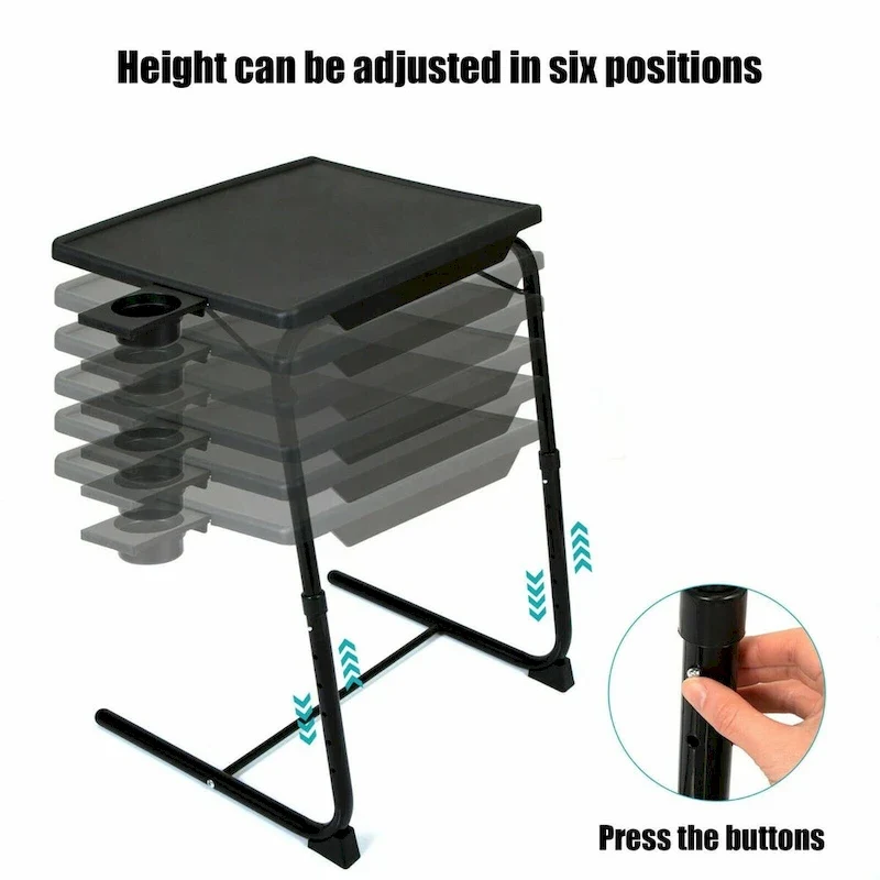 Folding TV Tray Laptop Table with Height Adjustment and Cup Holder