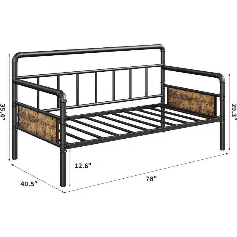 Twin Size Metal Daybed Frame, Heavy Duty Bed for Living Room, Bedroom, or Guest Room