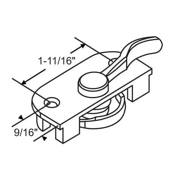 Brixwell Recessed Sweep Lock, Metal Material, 1-11/16 Hole Center, 9/16 Hole To Edge Distance, Beige Finish