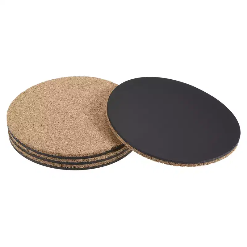 Unique Bargains Home Garden Round Plastic Absorbent Waterproof Coasters Cork Plant Mat Pad 4 Pcs