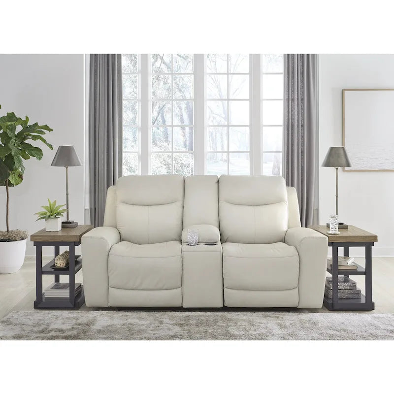 Signature Design by Ashley Mindanao Coconut Power Reclining Loveseat with Console - 79W x 42D x 43H