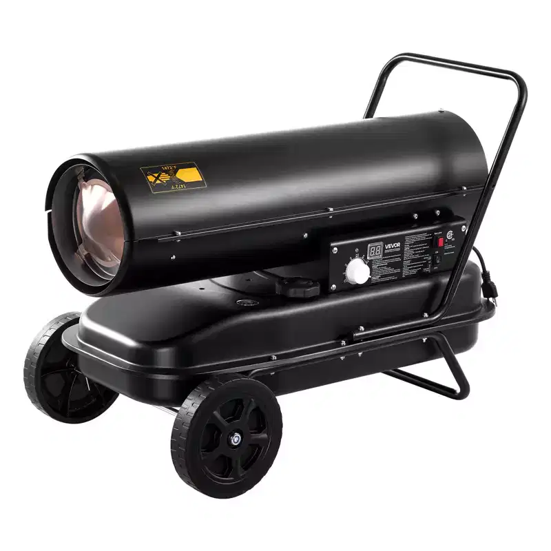 VEVOR 125000 BTU Forced Air Kerosene Diesel Heater, Portable Torpedo Space Heater with Wheels & Adjustable Temp, Blower-Type for Jobsite/Garage,Black