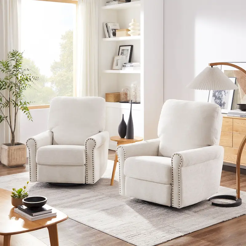 Heido 360 Degree Swivel Glider Manual Recliner Leisure Chair Set of 2