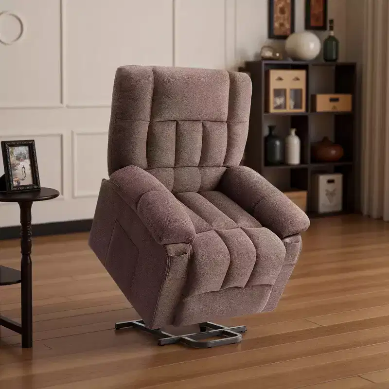 Zeus & Ruta Manual Adjustable Recliner Chair with Breathable Fabric , Side Pockets & High Backrest