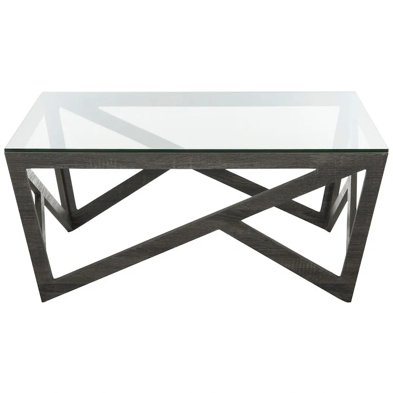 SAFAVIEH Annmarie Mid-Century Glass Top Coffee Table - 33.5 x 33.5 x 14.5 - 34Wx34Dx15H