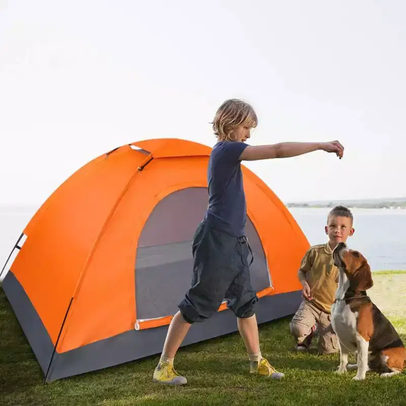 NAYSAYE Camping Dome Tent 1-4 Person Waterproof Windproof Easy Setup Family Tent with Carry Bag & Rain Fly for Hiking Backpacking Beach, Orange