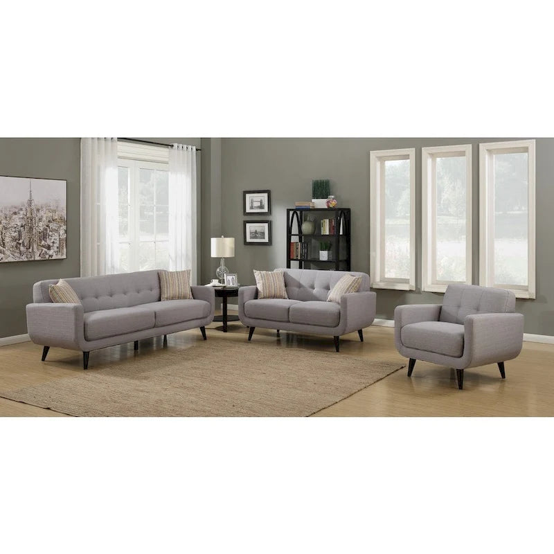 Crystal Grey 3-Piece Living Room Sofa Set