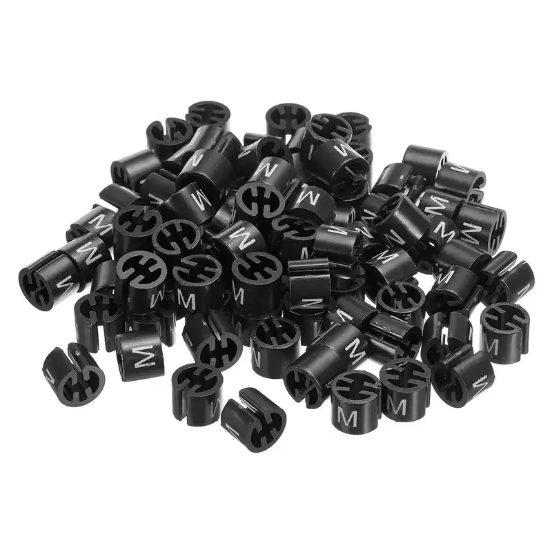Unique Bargains Plastic Color Coding Reusable Easy to Remove Clothes Hanger Marker M Size Black 100 Pcs