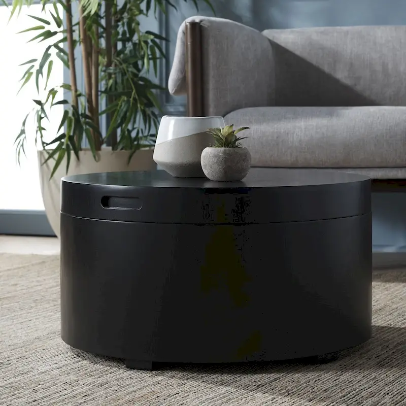 SAFAVIEH Ioana Round Tray Top Coffee Table with Storage - 23 L x 23 D x 13 H - 23Wx23Dx13H