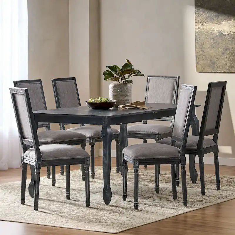 Regan Upholstered Expandable 7 Piece Dining Set by Christopher Knight Home
