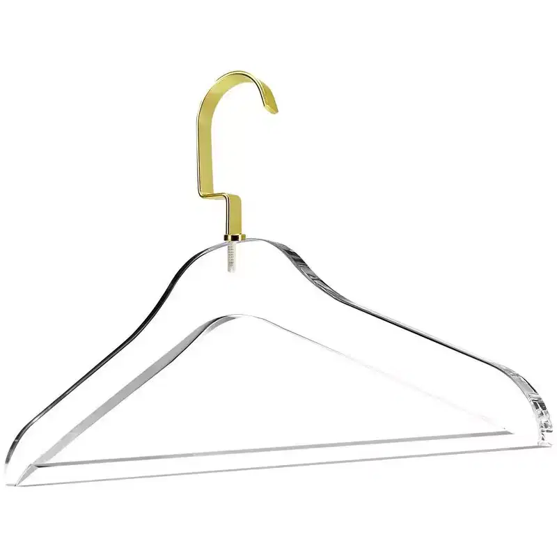 Designstyles Clear Acrylic Clothes Hangers with Pants Bar, Luxurious & Heavy-Duty Gold Steel Hooks, Perfect for Suits and Slacks - 10 Pack