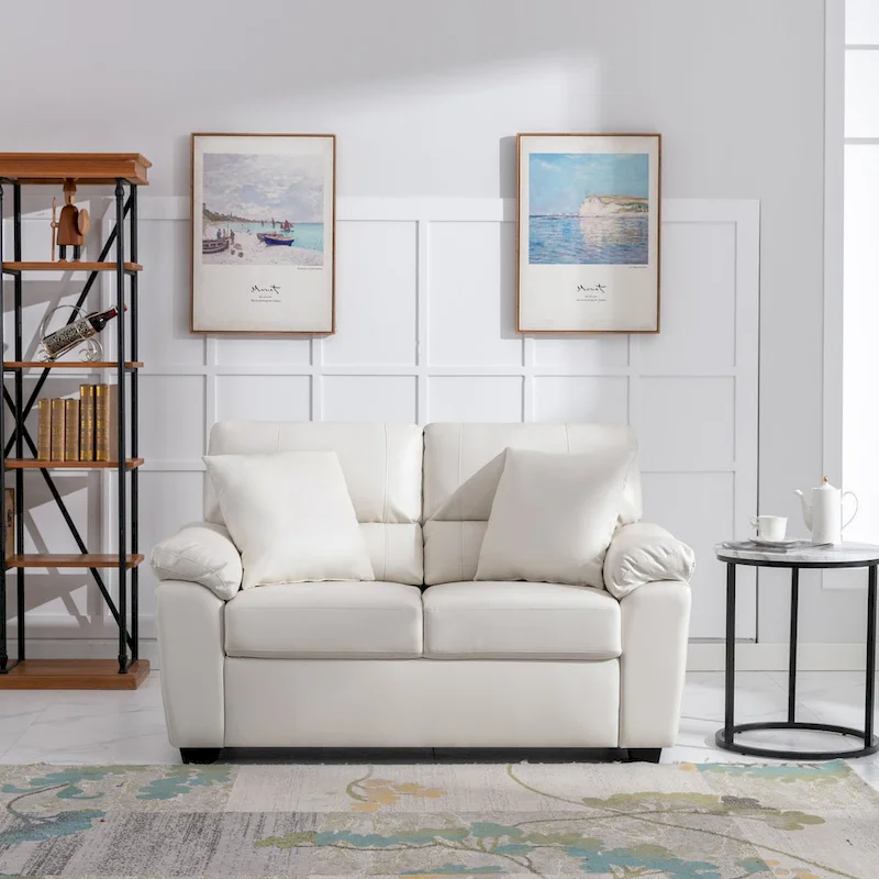 Morden Fort Upholstered Loveseats for Living Room,Two-Seater Sofa Faux Leather