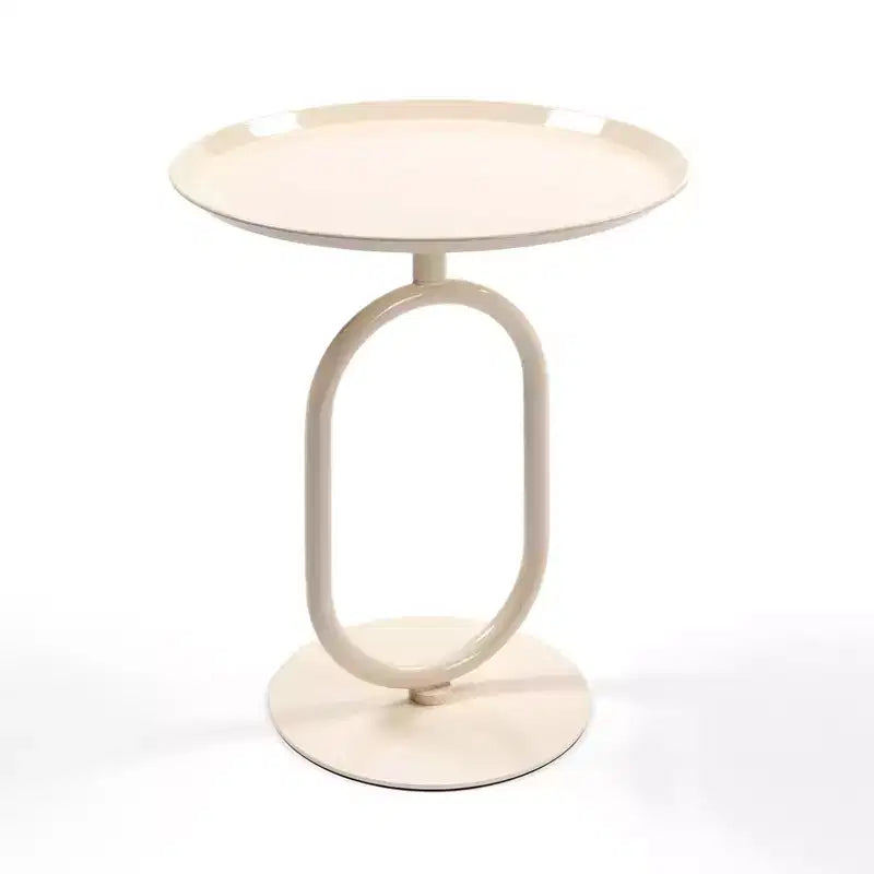 Okak Elegent Lantern-shaped End Table with Metal Frame, Round Small Table with Pedestal, Accent Table for Living Room, Small Space