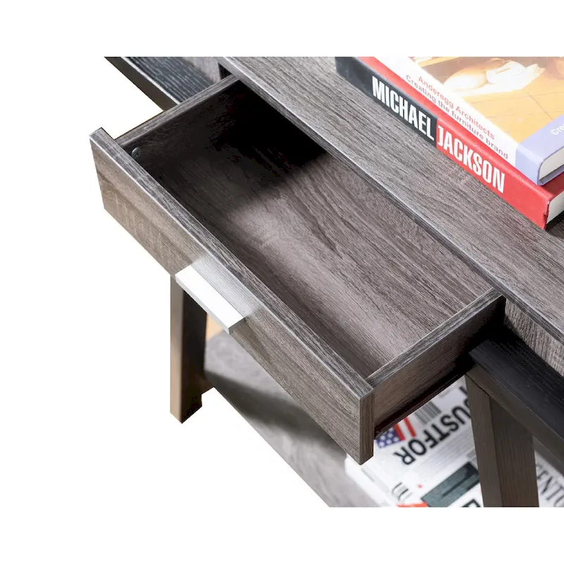 Black & Gray 1-Drawer Console Table with Open Shelf