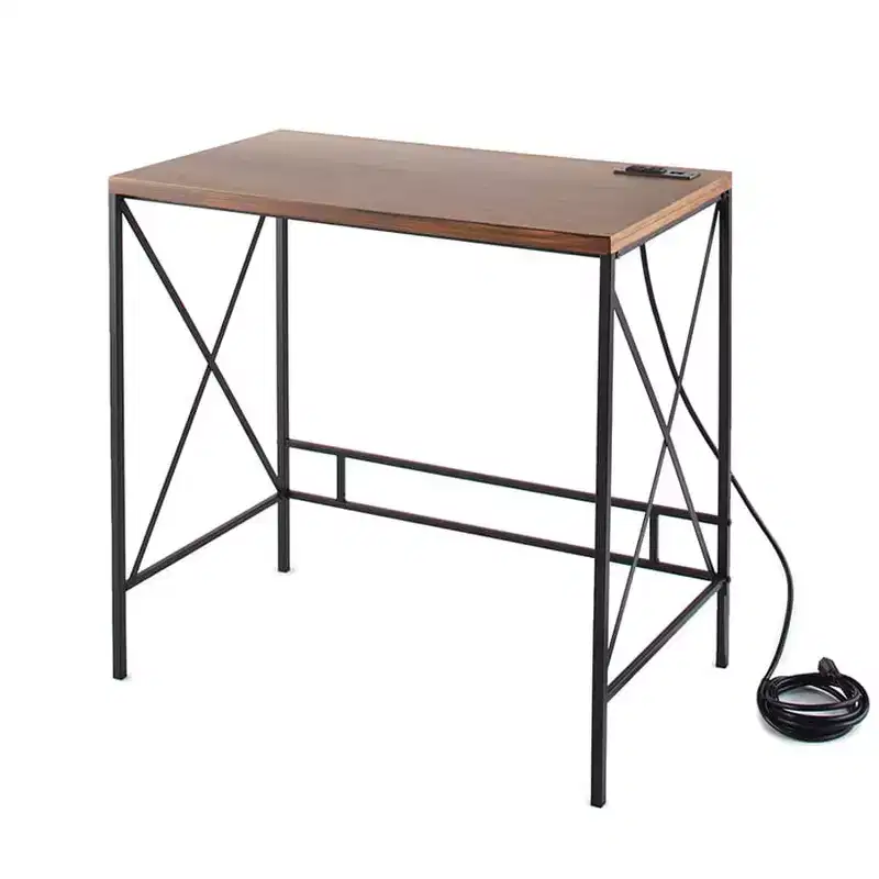 The Lakeside Collection Industrial Desk with Outlet and USB Port -