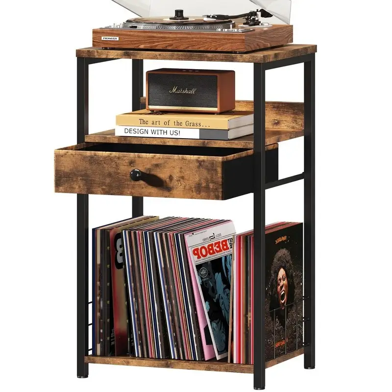 Record Player Stand with Vinyl Storage - 15.7x11.8x27.6