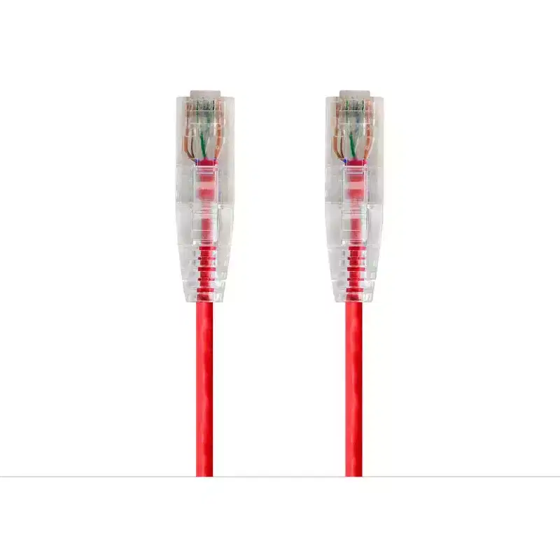 Monoprice Cat6 Ethernet Patch Cable - 2 feet - Red | Snagless RJ45 Stranded 550MHz UTP CMR Riser Rated Pure Bare Copper Wire 28AWG - SlimRun Series