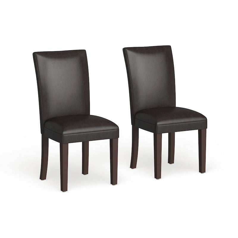 Homepop Parsons Dining Chair - Brown Faux Leather - set of 2