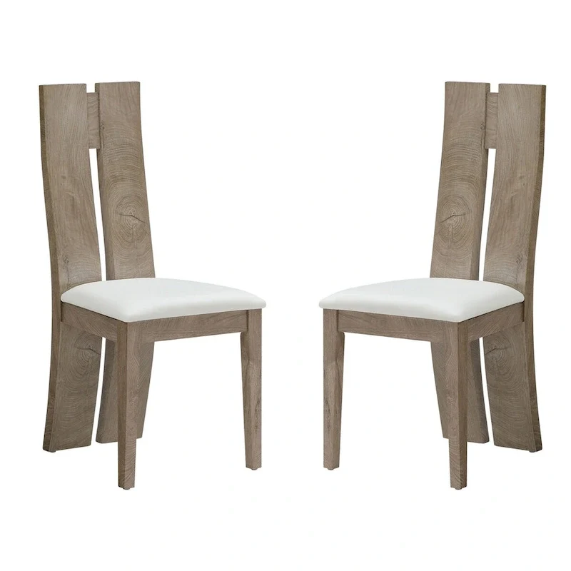 Set of 2 PU Upholstered Armless High Back Dining Chairs