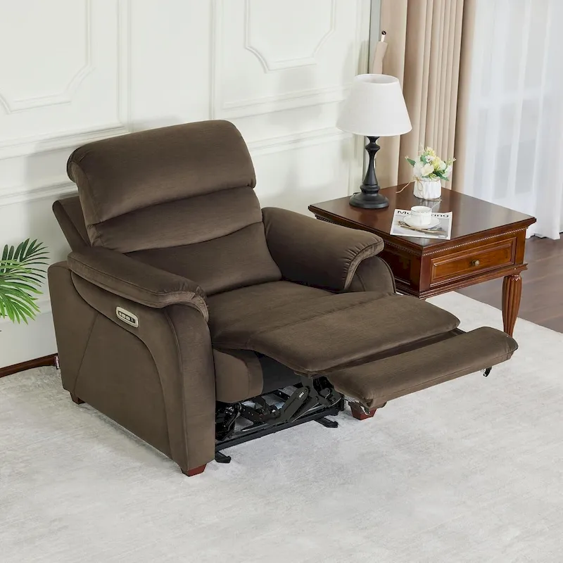 MCombo Zero Wall-Hugger Power Recliner Chair with Adjustable Headrest, Perfect for Small Spaces and RV, Fabric ST257
