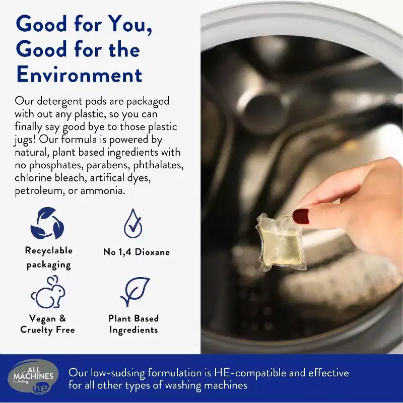 Laundry Detergent Pods - Hypoallergenic Laundry Pods - Ultra Concentrated, Recyclable Packaging, Stain Fighting