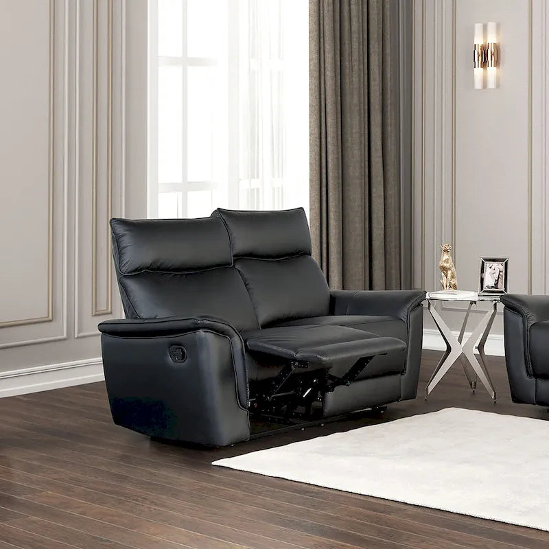 Furniture of America Marty Modern Leather Match Manual Recline Loveseat