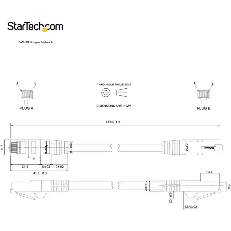 StarTech 9 ft Black Cat6 Cable with Snagless RJ45 Connectors - N6PATCH9BK