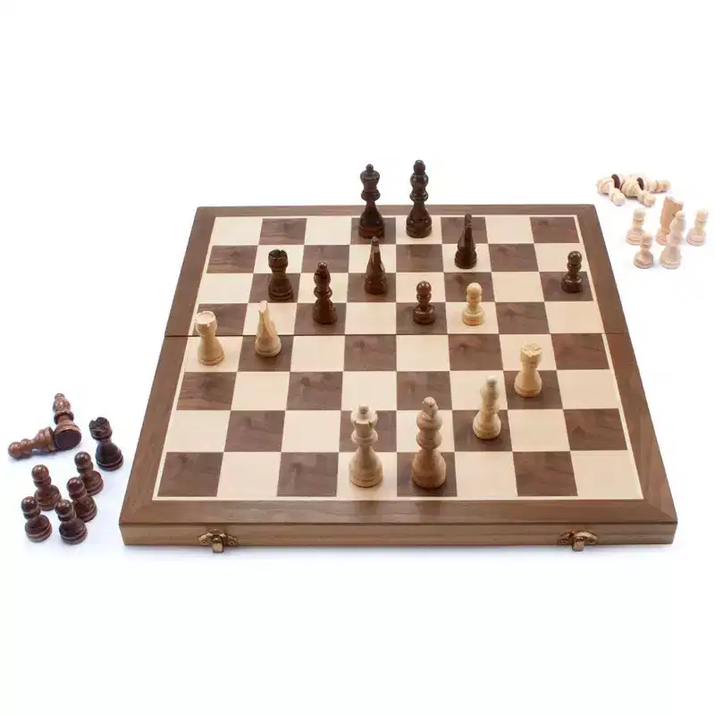 GSE 15 Magnetic Wooden Chess Game Set, Folding Chess Board Set with 32 Chessmen & Storage Box