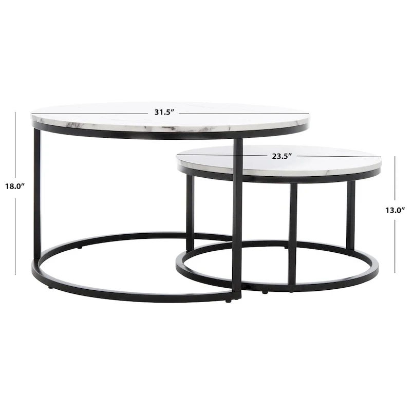 SAFAVIEH Elberta 2 Round Nesting Coffee Table - 43 L x 36 D x 18 H - 32Wx32Dx18H