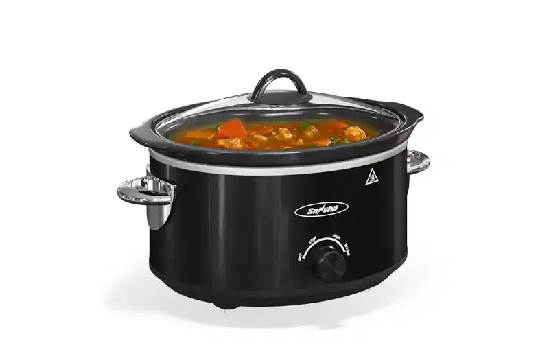 Heynemo Small Slow Cooker 4QT, Mini Food Warmer with 3 Heating Settings, Removable Ceramic Pot, Dishwasher Safe Glass Lid, Stainless Steel