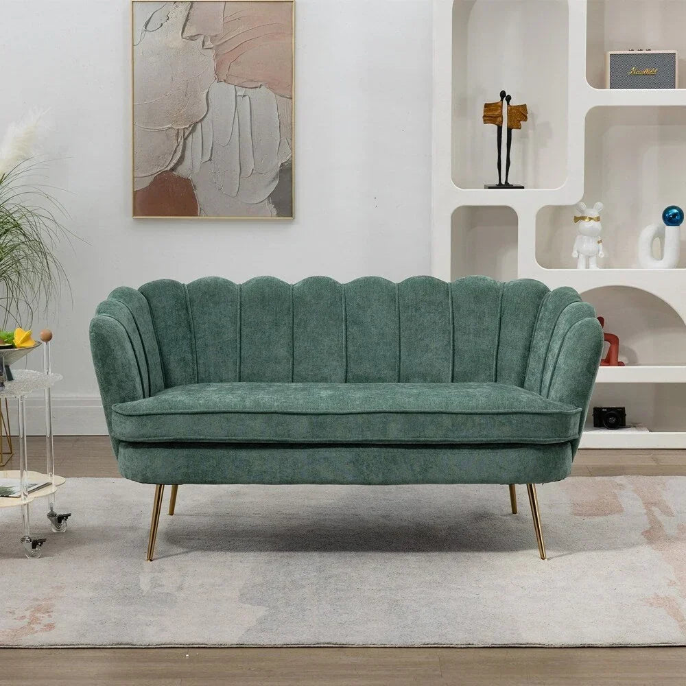 Small Mini Room Couch Two-Seater Sofa with Gold Metal Leg - 2 Seat