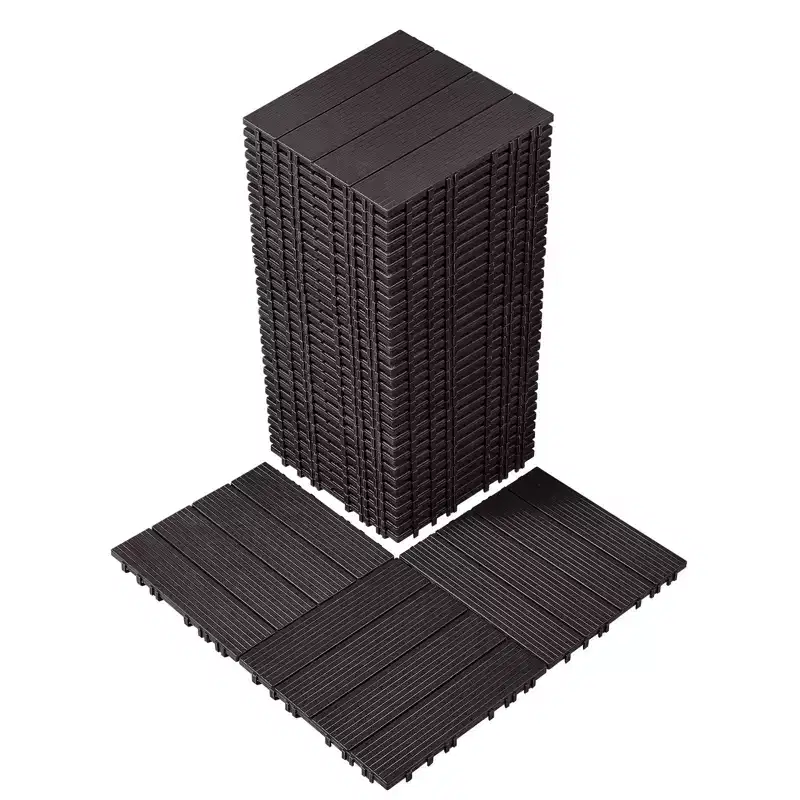 VEVOR Interlocking Deck Tiles, 36 Pack,11.6x11.6 36 sq. ft Plastic Waterproof Outdoor Flooring All Weather Use, Patio Floor Decking Covering Tiles