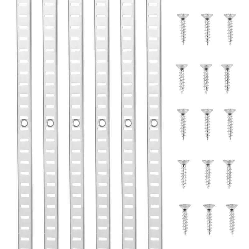 VEVOR Shelf Pilaster, 36.3-inch 8 Pack, Adjustable Shelf Brackets Steel Mortise Mount Pilaster Strip Standards with 32 Screws, Silver