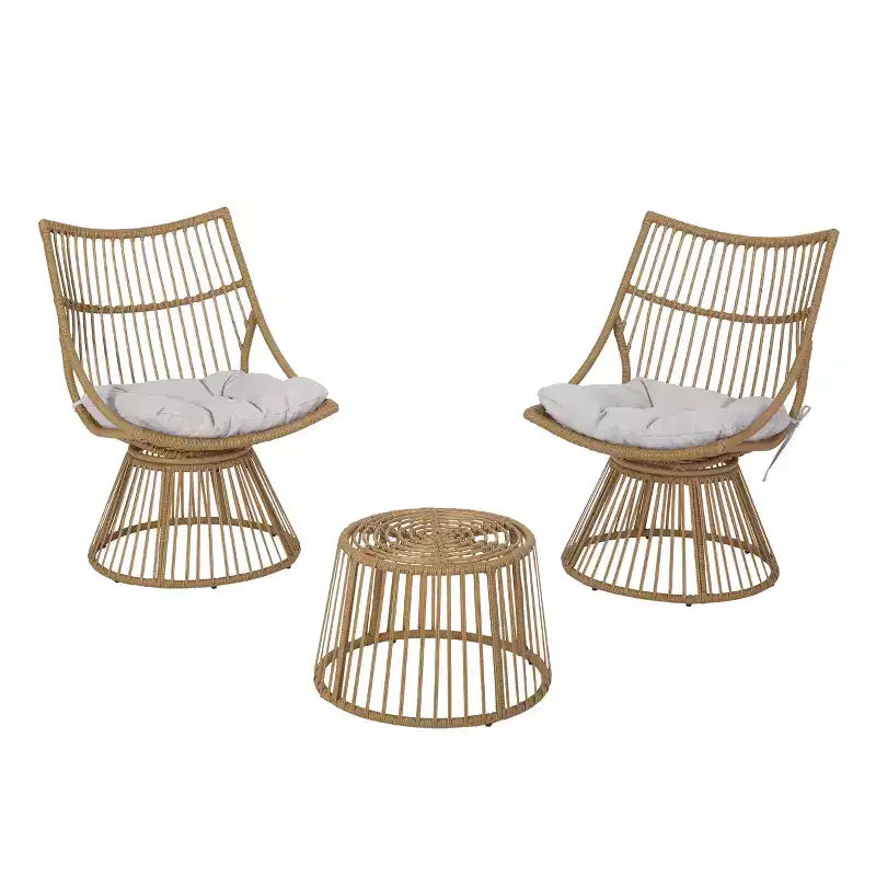 Christopher Knight Home Berton Outdoor Wicker Club Chairs and Side Table Set with Cushion
