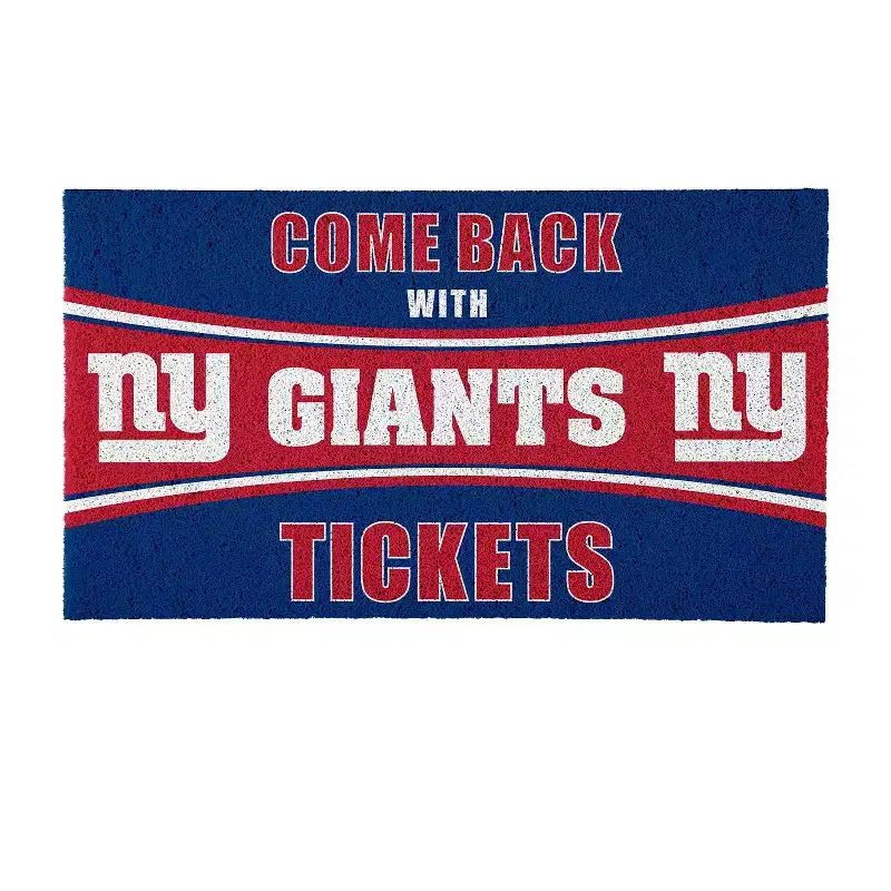 Evergreen Come Back with Tickets New York Giants 28 x 16 Woven PVC Indoor Outdoor Doormat